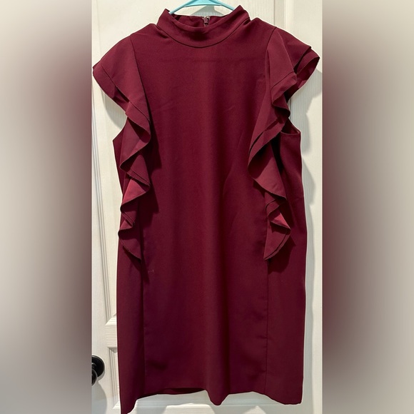 Kate Spade Make Magic Satin Crepe Flutter Shift Dress in Plum ZB3 - Picture 3 of 7